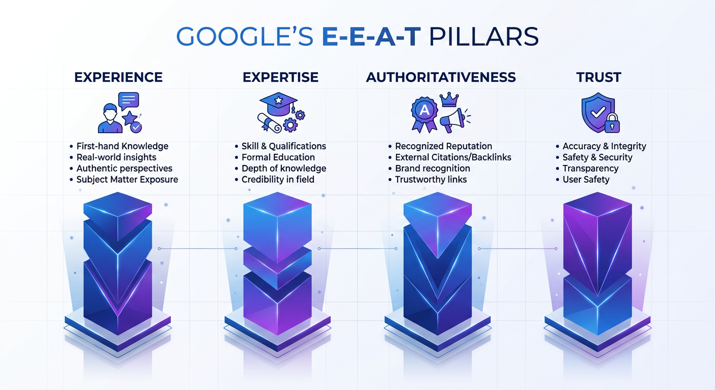 Google E-E-A-T quality evaluation framework for AI-generated content